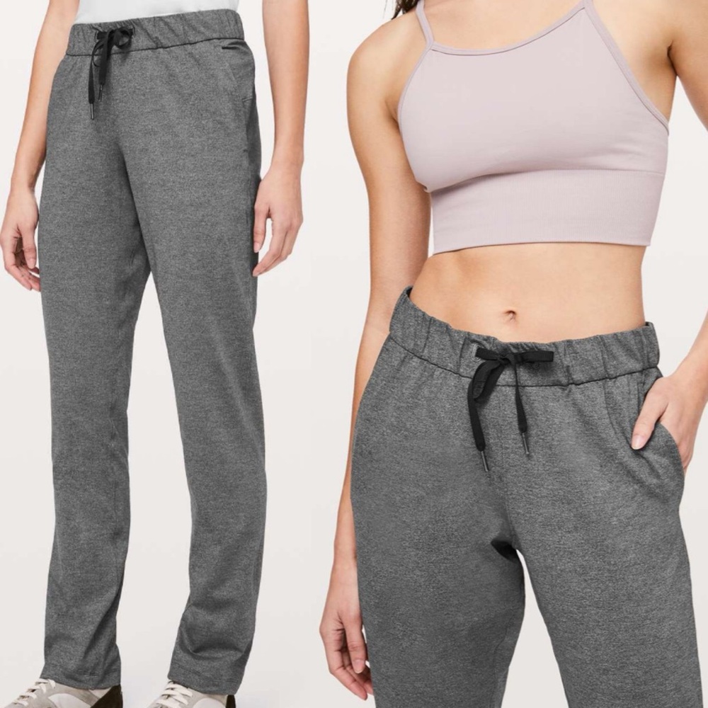 Lululemon‎ On The Fly Pants Full Length Women's Size 0 Heathered Black Gray